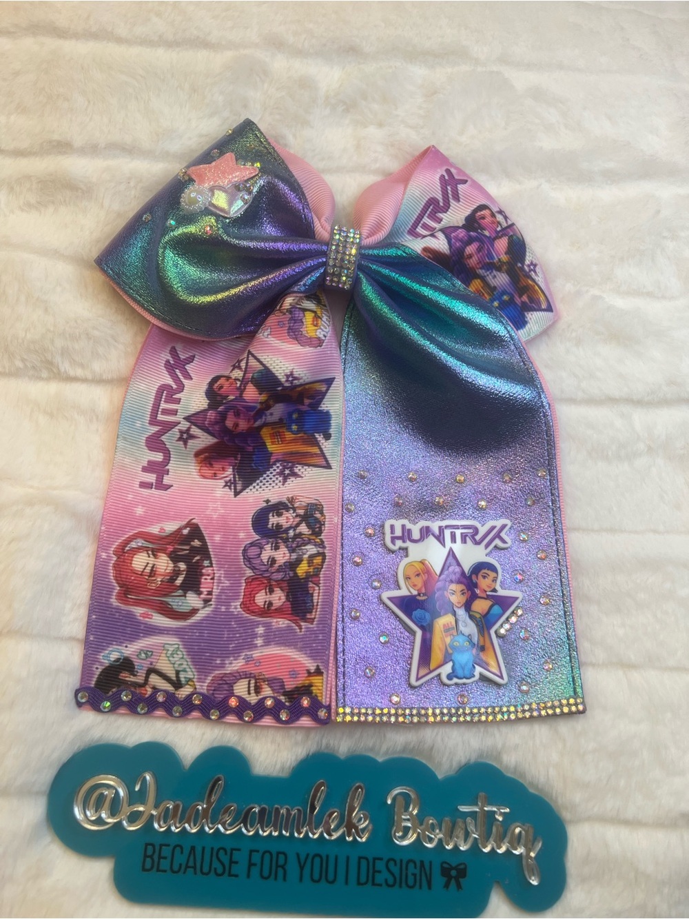 Girls' Decorative Hair Bow - Pink, Purple, Teal